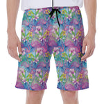 Tropical Flamingo And Hibiscus Print Men's Beach Shorts