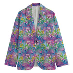 Tropical Flamingo And Hibiscus Print Men's Blazer