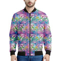 Tropical Flamingo And Hibiscus Print Men's Bomber Jacket