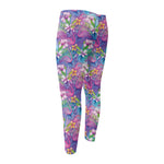 Tropical Flamingo And Hibiscus Print Men's Compression Pants