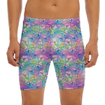 Tropical Flamingo And Hibiscus Print Men's Long Boxer Briefs