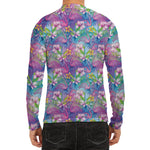 Tropical Flamingo And Hibiscus Print Men's Long Sleeve Rash Guard