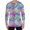 Tropical Flamingo And Hibiscus Print Men's Long Sleeve T-Shirt