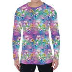 Tropical Flamingo And Hibiscus Print Men's Long Sleeve T-Shirt