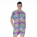 Tropical Flamingo And Hibiscus Print Men's Romper
