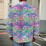 Tropical Flamingo And Hibiscus Print Men's Shirt Jacket