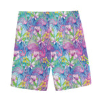 Tropical Flamingo And Hibiscus Print Men's Sports Shorts