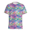 Tropical Flamingo And Hibiscus Print Men's Sports T-Shirt