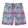 Tropical Flamingo And Hibiscus Print Men's Swim Trunks