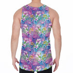 Tropical Flamingo And Hibiscus Print Men's Velvet Tank Top