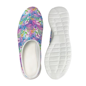 Tropical Flamingo And Hibiscus Print Mesh Casual Shoes