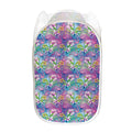 Tropical Flamingo And Hibiscus Print Mesh Laundry Hamper