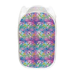 Tropical Flamingo And Hibiscus Print Mesh Laundry Hamper