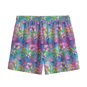 Tropical Flamingo And Hibiscus Print Mesh Shorts