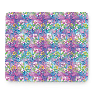 Tropical Flamingo And Hibiscus Print Mouse Pad