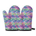 Tropical Flamingo And Hibiscus Print Oven Mitts