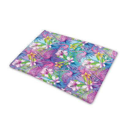 Tropical Flamingo And Hibiscus Print Pet Cooling Mat Cover