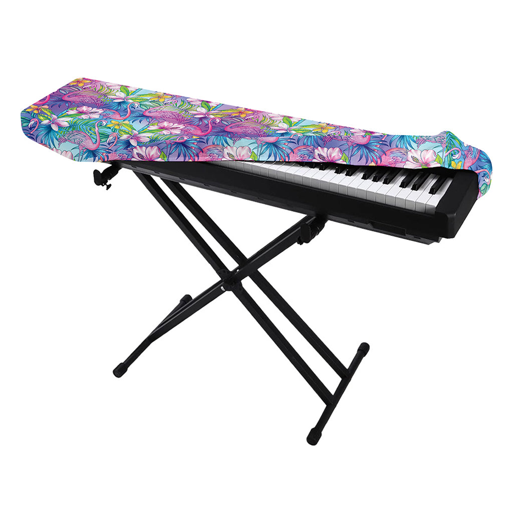 Tropical Flamingo And Hibiscus Print Piano Keyboard Cover