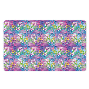 Tropical Flamingo And Hibiscus Print Polyester Doormat