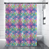 Tropical Flamingo And Hibiscus Print Premium Shower Curtain