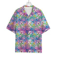 Tropical Flamingo And Hibiscus Print Rayon Hawaiian Shirt