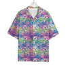 Tropical Flamingo And Hibiscus Print Rayon Hawaiian Shirt