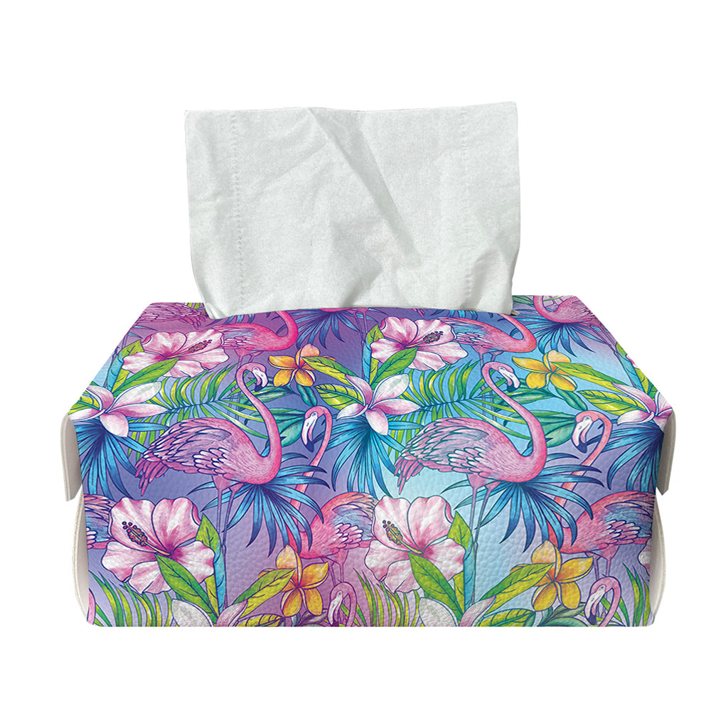 Tropical Flamingo And Hibiscus Print Rectangle Tissue Box Cover