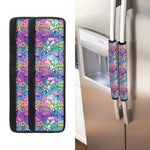 Tropical Flamingo And Hibiscus Print Refrigerator Handle Covers