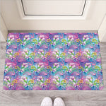 Tropical Flamingo And Hibiscus Print Rubber Doormat