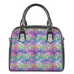 Tropical Flamingo And Hibiscus Print Shoulder Handbag