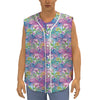 Tropical Flamingo And Hibiscus Print Sleeveless Baseball Jersey