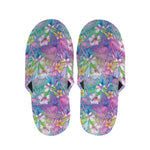 Tropical Flamingo And Hibiscus Print Slippers