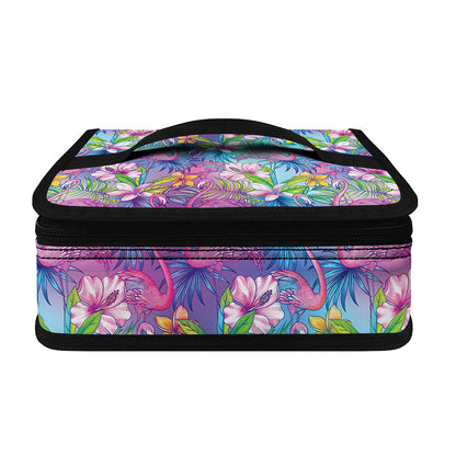 Tropical Flamingo And Hibiscus Print Small Lunch Bag