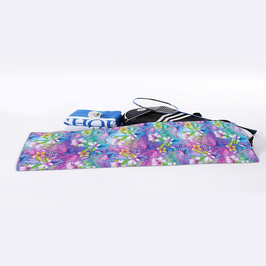 Tropical Flamingo And Hibiscus Print Sports Towel