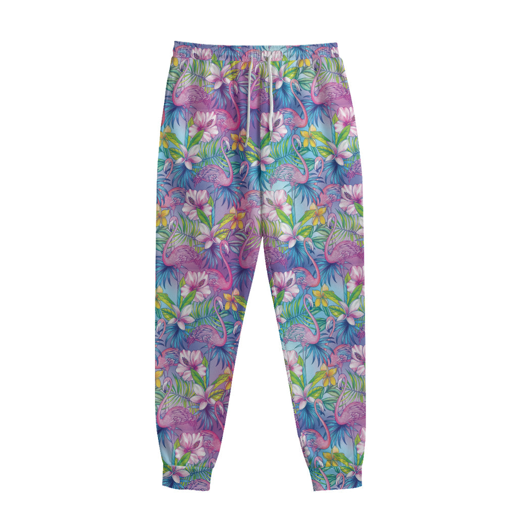 Tropical Flamingo And Hibiscus Print Sweatpants