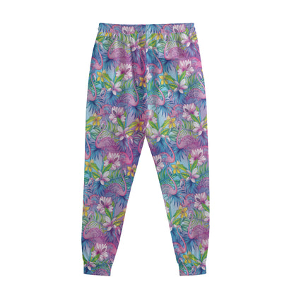 Tropical Flamingo And Hibiscus Print Sweatpants