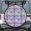 Tropical Flamingo And Hibiscus Print Tire Cover