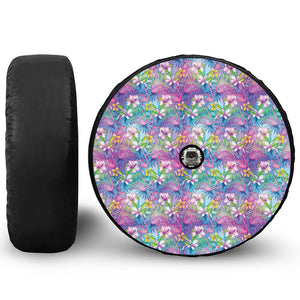 Tropical Flamingo And Hibiscus Print Tire Cover With Camera Hole