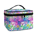 Tropical Flamingo And Hibiscus Print Travel Makeup Bag