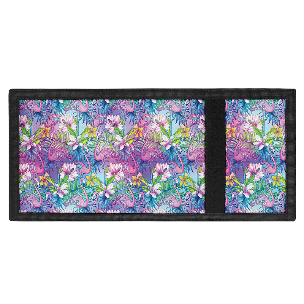 Tropical Flamingo And Hibiscus Print Trifold Wallet
