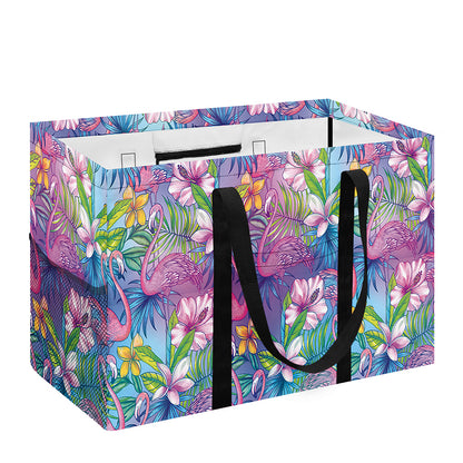 Tropical Flamingo And Hibiscus Print Utility Tote Bag