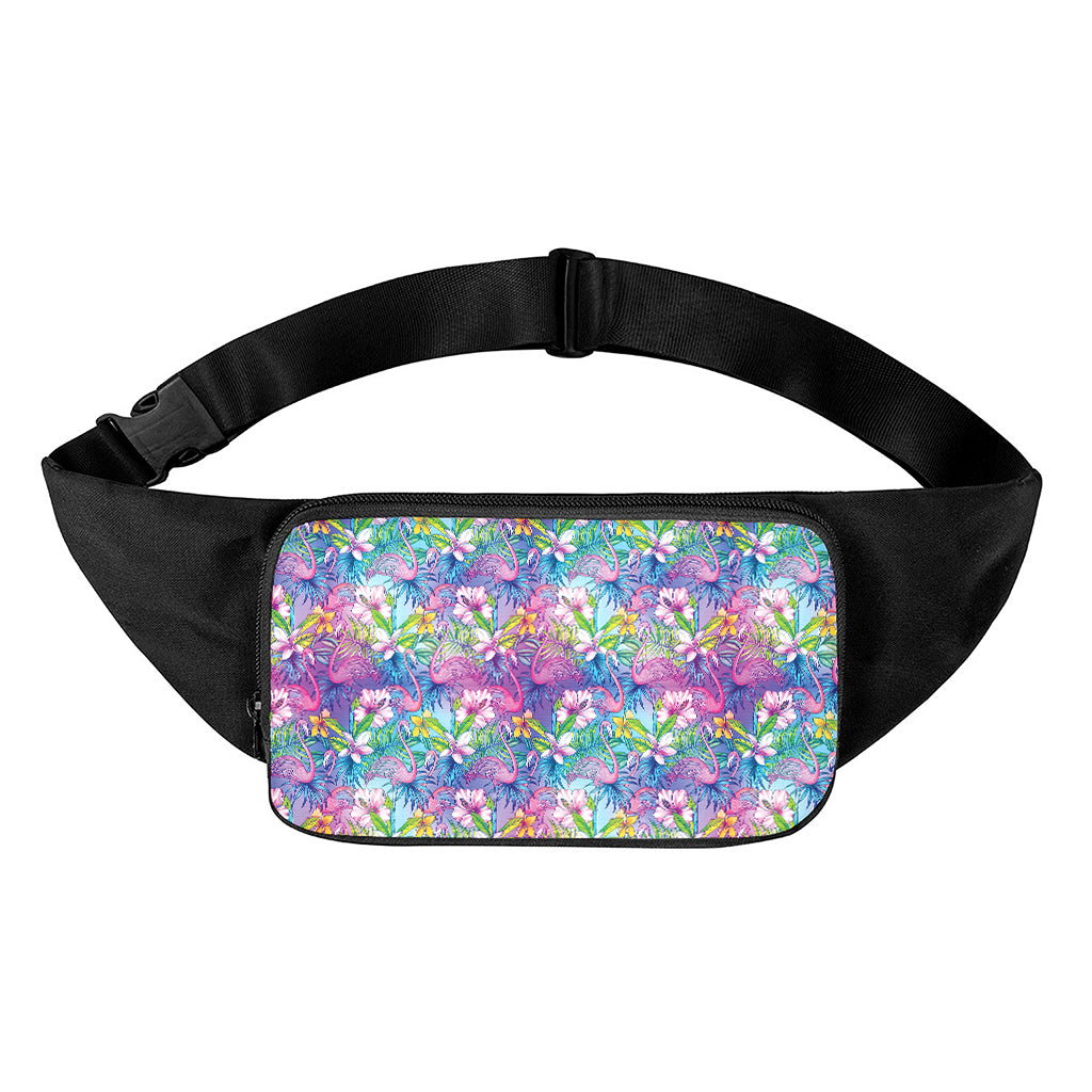 Tropical Flamingo And Hibiscus Print Waist Bag