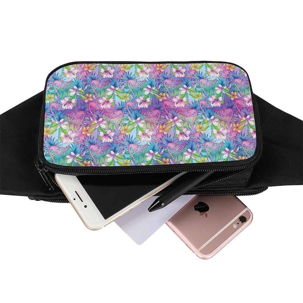 Tropical Flamingo And Hibiscus Print Waist Bag