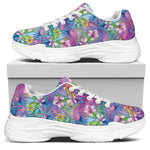 Tropical Flamingo And Hibiscus Print White Chunky Shoes