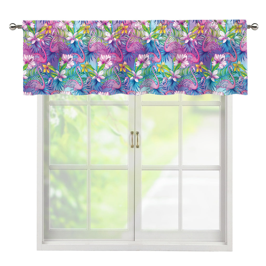 Tropical Flamingo And Hibiscus Print Window Valance