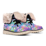 Tropical Flamingo And Hibiscus Print Winter Boots