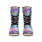 Tropical Flamingo And Hibiscus Print Winter Boots