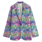 Tropical Flamingo And Hibiscus Print Women's Blazer