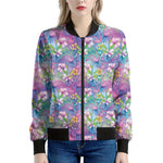 Tropical Flamingo And Hibiscus Print Women's Bomber Jacket