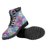 Tropical Flamingo And Hibiscus Print Work Boots